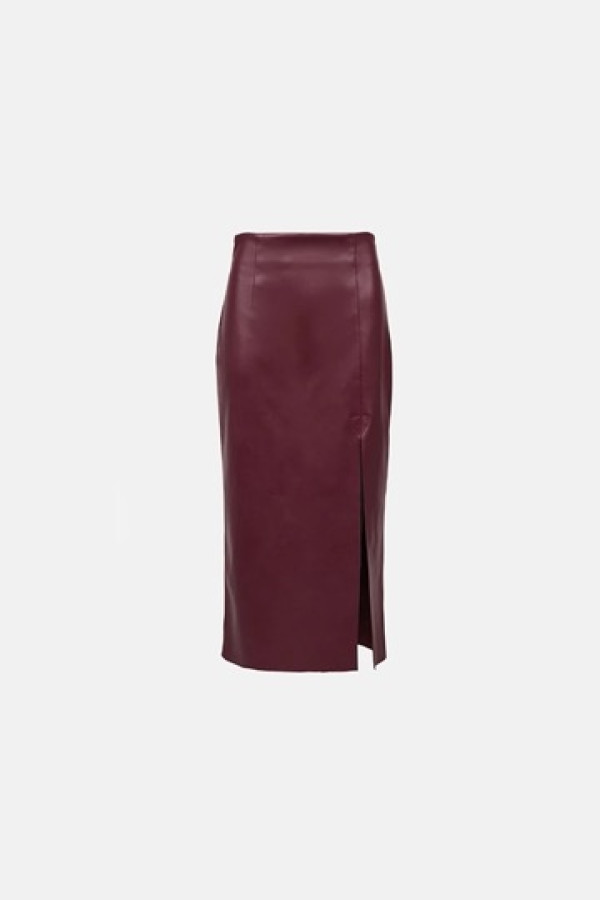 VEGAN LEATHER MIDI SKIRT